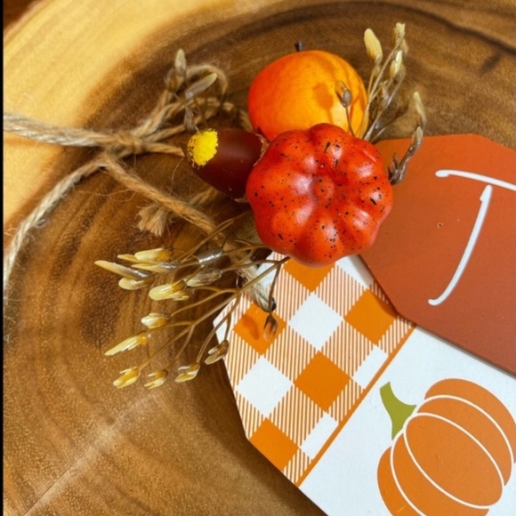 🍂🎃🍁 5” x 6” GIVE THANKS PLAID AUTUMN FALL PUMPKIN DOOR HANGER TAGS w/JUNE ROPE - Picture 6 of 6